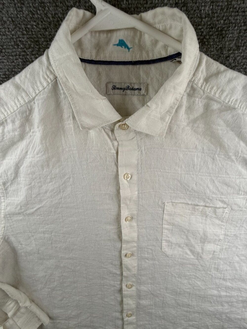 Tommy Bahama LINEN Blend Long Sleeve Button Up Shirt White XL Beach Breathable